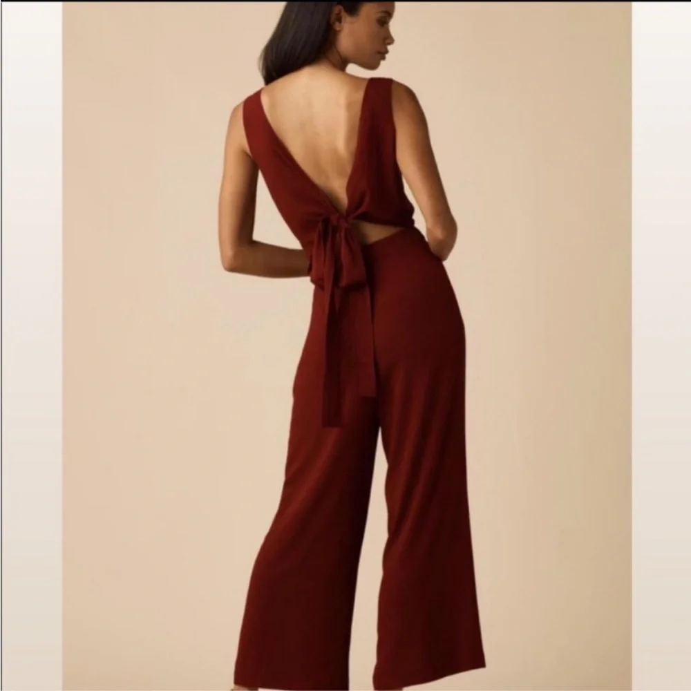 NWT / Vetta Capsule Two Piece Apron Jumpsuit in Burgundy - Picture 8 of 8